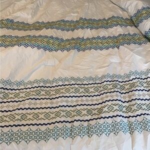 Geometric Patterned Reversible Quilt, Pillow Shams, and 3 Throw Pillows